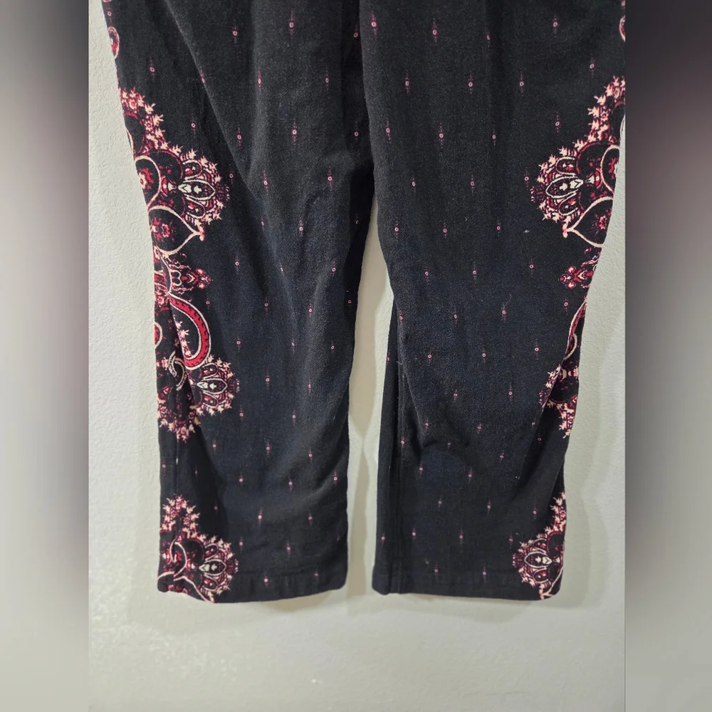 FREE PEOPLE Paisley Boho Plunge Neck Button Front Relaxed Cropped Leg Jumpsuit